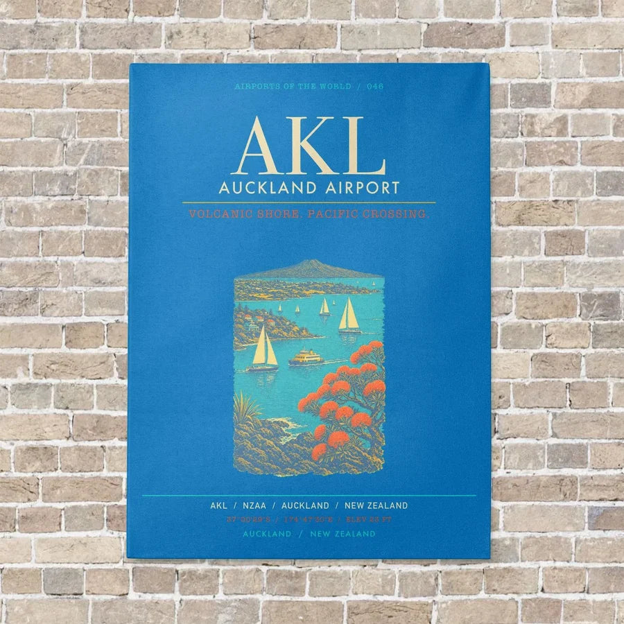 Auckland Airport AKL - Canvas Framed - Turquoise