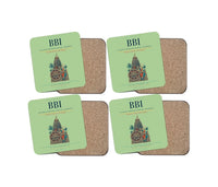 Thumbnail for Biju Patnaik International Airport (BBI) design on light green 4 pieces set coaster