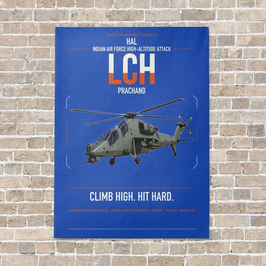 HAL LCH Prachand vertical canvas print - no frame - blue background