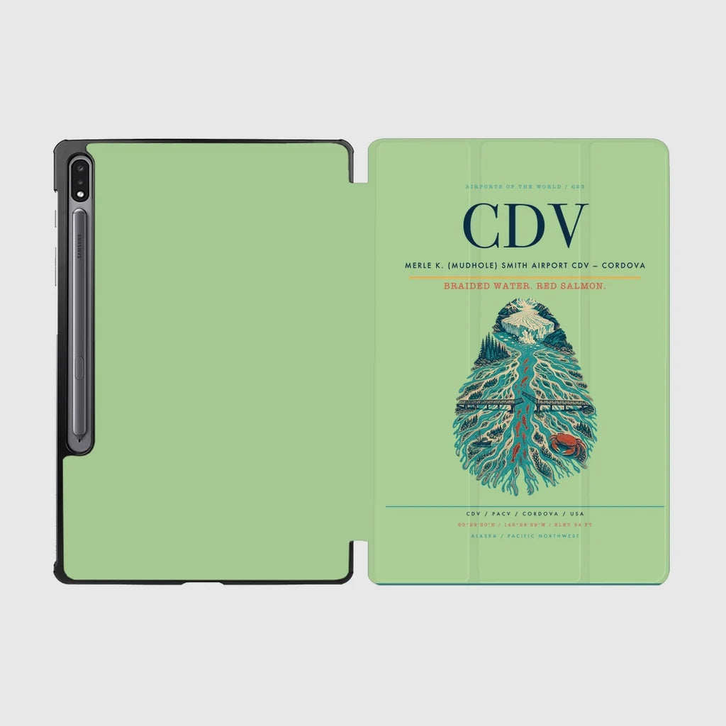 Merle K. (Mudhole) Smith Airport (CDV) design on light green samsung tablet tablet case