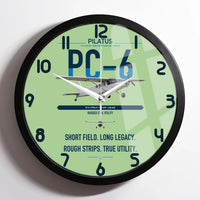 Thumbnail for Pilatus PC-6 Porter design on light green framed wall clock