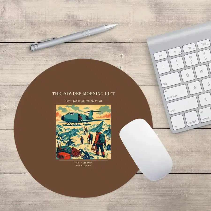 VINTAGE G4287 - The Powder Morning Lift - Designed Mouse Pads design on brown round