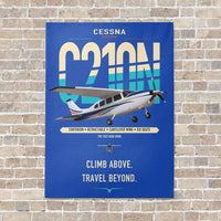 Thumbnail for Cessna T210N Centurion vertical canvas print - no frame - blue background