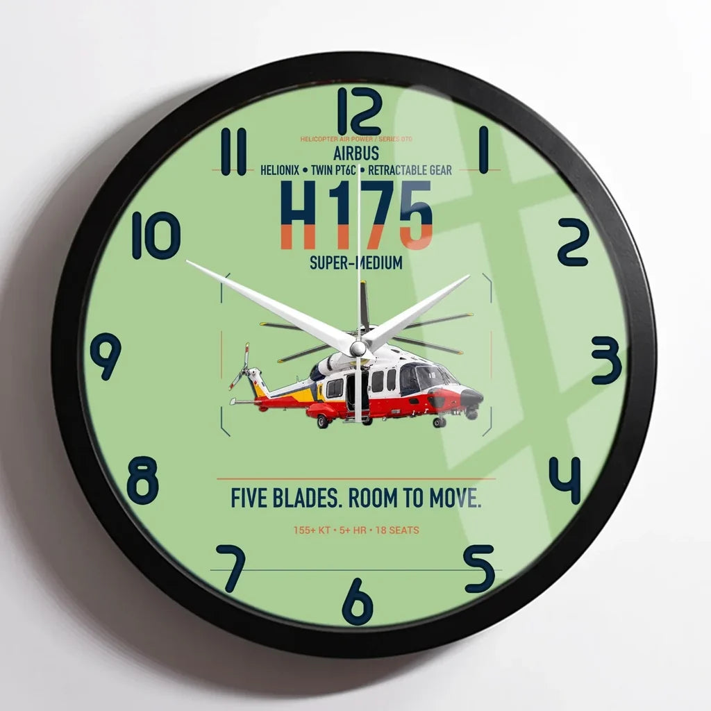 Airbus H175 design on light green framed wall clock