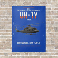 Thumbnail for Bell UH-1Y Venom vertical canvas print - no frame - blue background