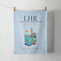 Thumbnail for London Heathrow Airport (LHR) design on light blue towel