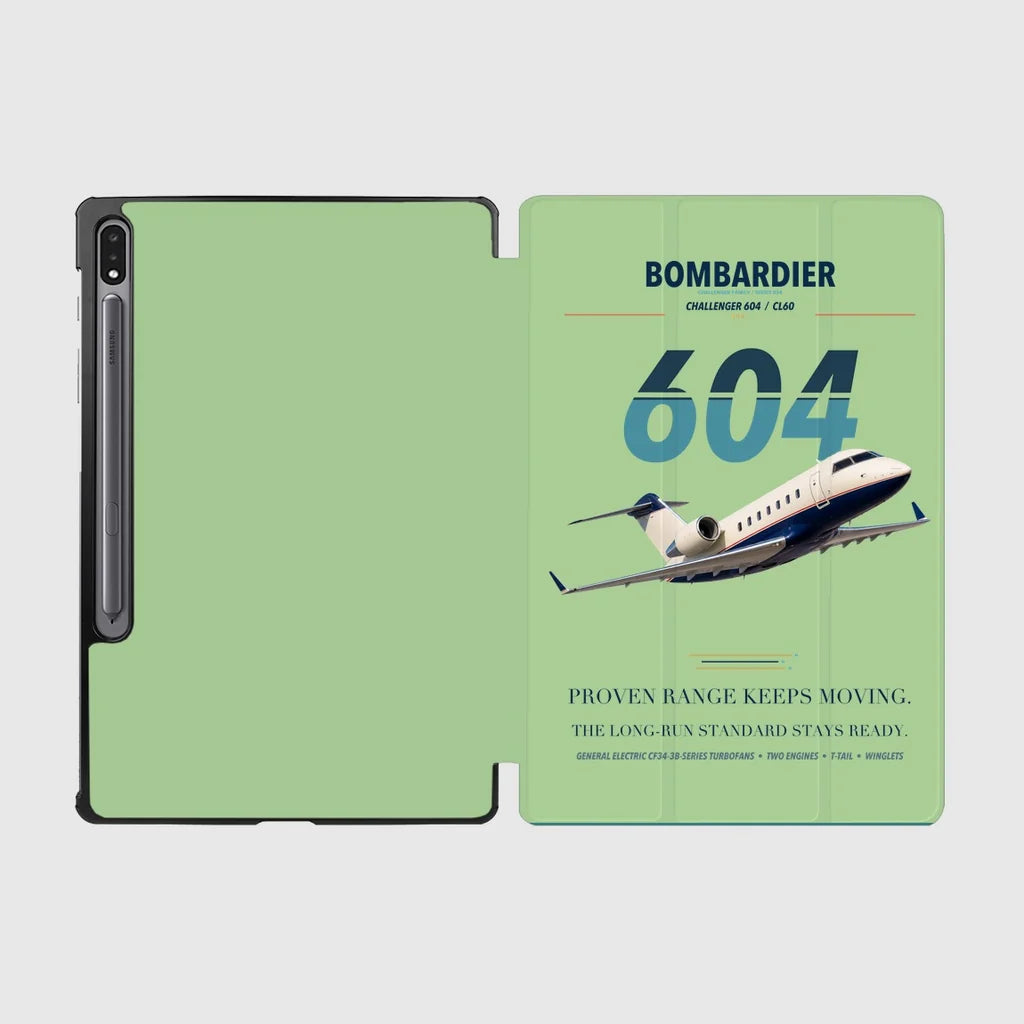 Bombardier Challenger 604 design on light green samsung tablet tablet case