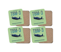 Thumbnail for TBM-3 Avenger design on light green 4 pieces set coaster