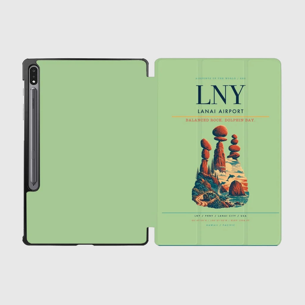 Lanai Airport (LNY) design on light green samsung tablet tablet case