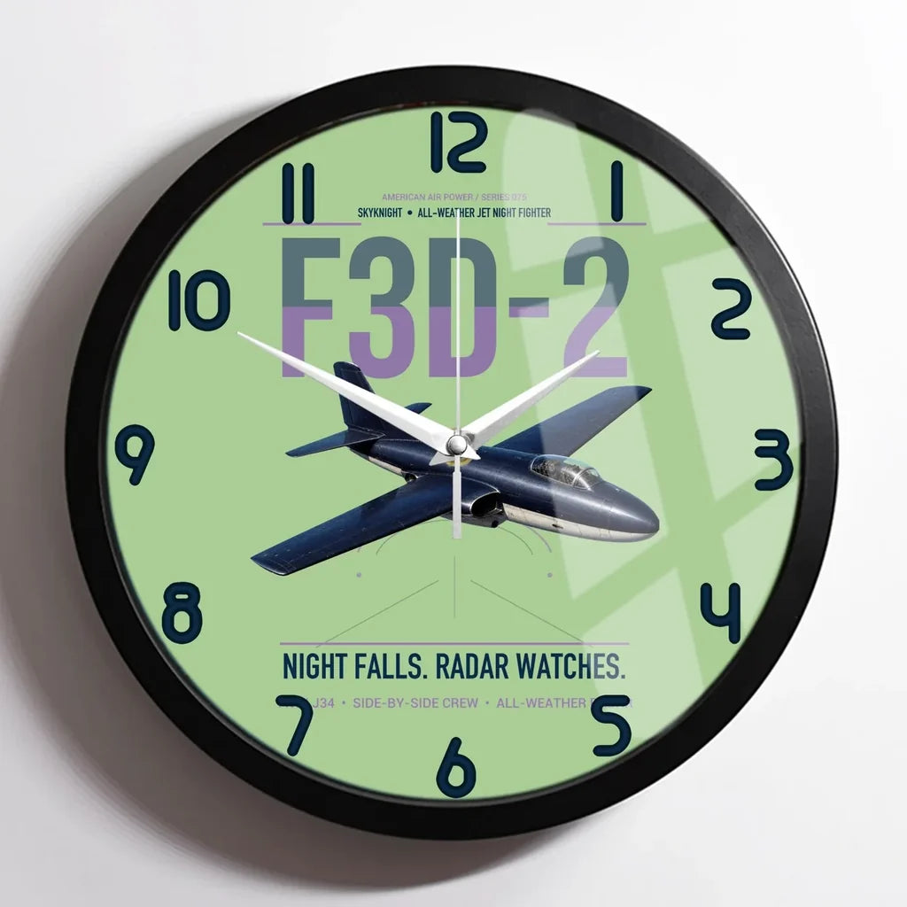 F3D-2 Skyknight design on light green framed wall clock