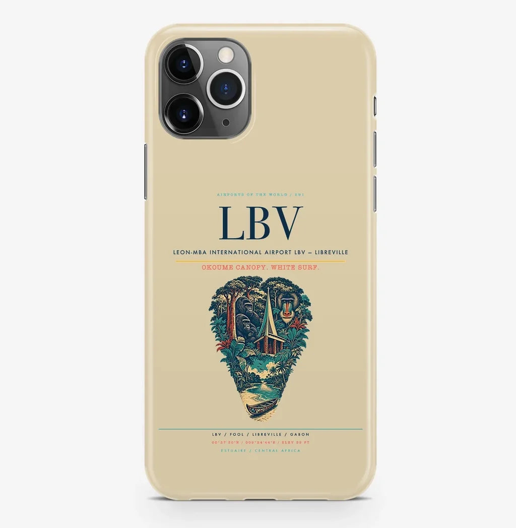 Libreville Airport (LBV) design on beige iPhone 16 Pro MagSafe case