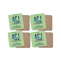 Thumbnail for Airbus ACJ330neo / exact ACJ330-800 design on light green 4 pieces set coaster