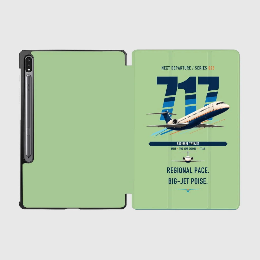 Boeing 717-200 design on light green samsung tablet tablet case