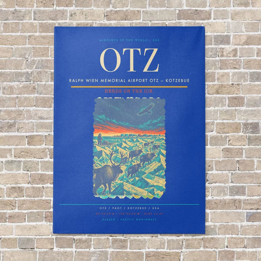 Ralph Wien Memorial Airport OTZ — Kotzebue vertical canvas print - no frame - blue background