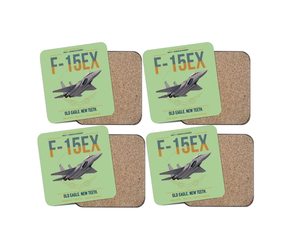 F-15EX Eagle II design on light green 4 pieces set coaster