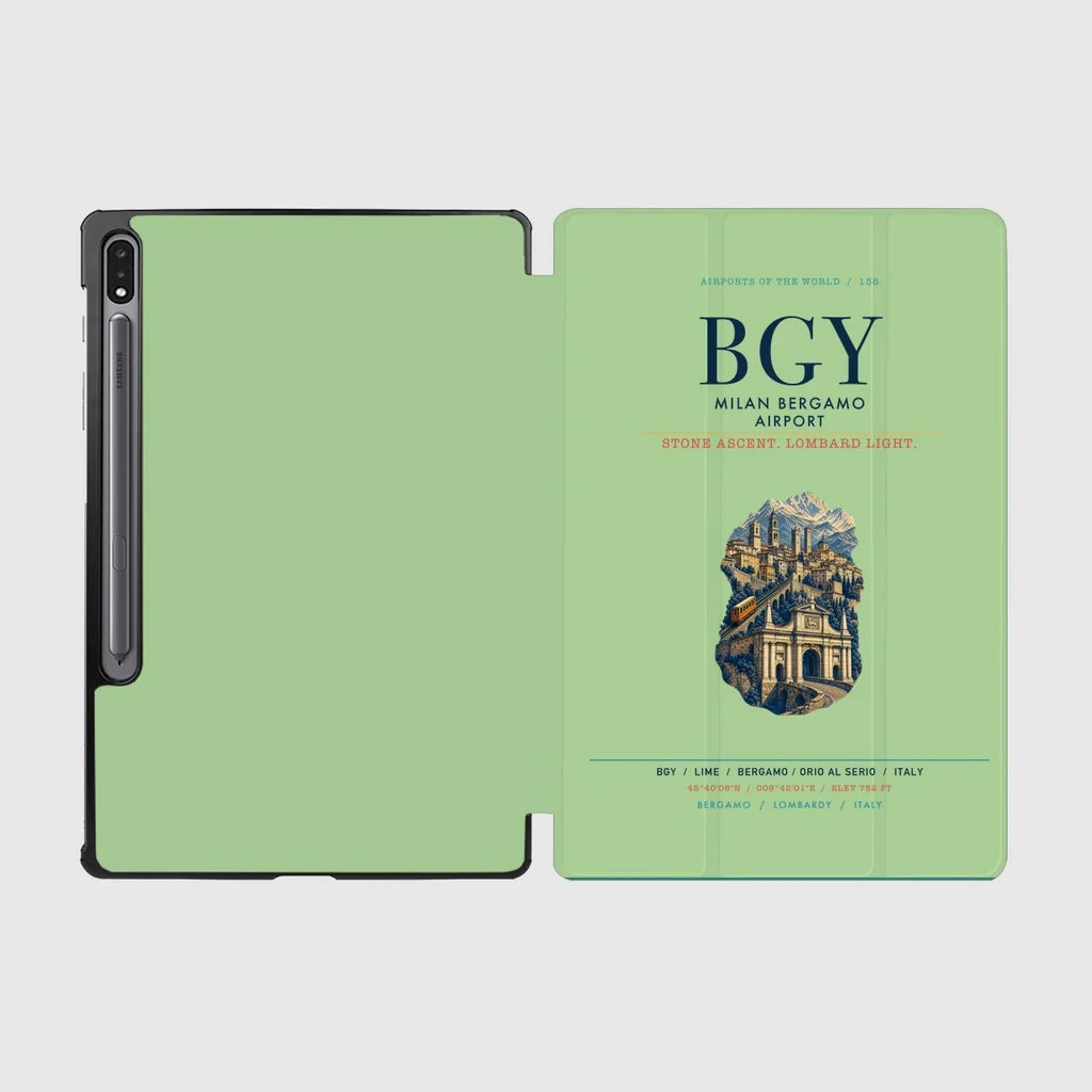 Milan Bergamo Airport (BGY) design on light green samsung tablet tablet case
