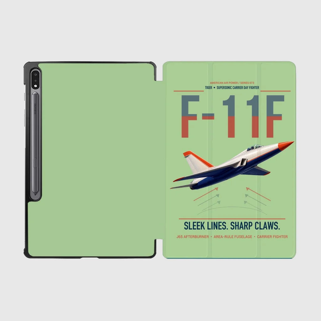 F-11F Tiger design on light green samsung tablet tablet case