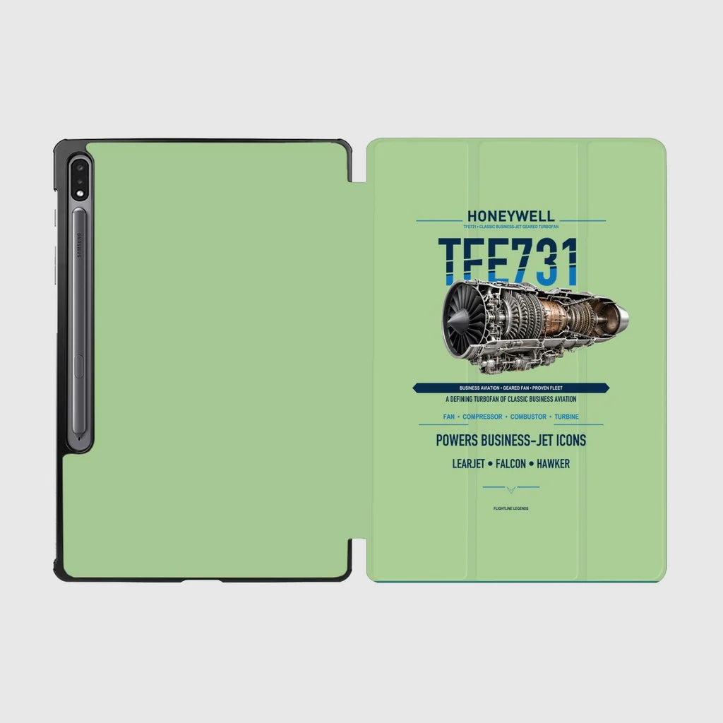 TFE731 design on light green samsung tablet tablet case