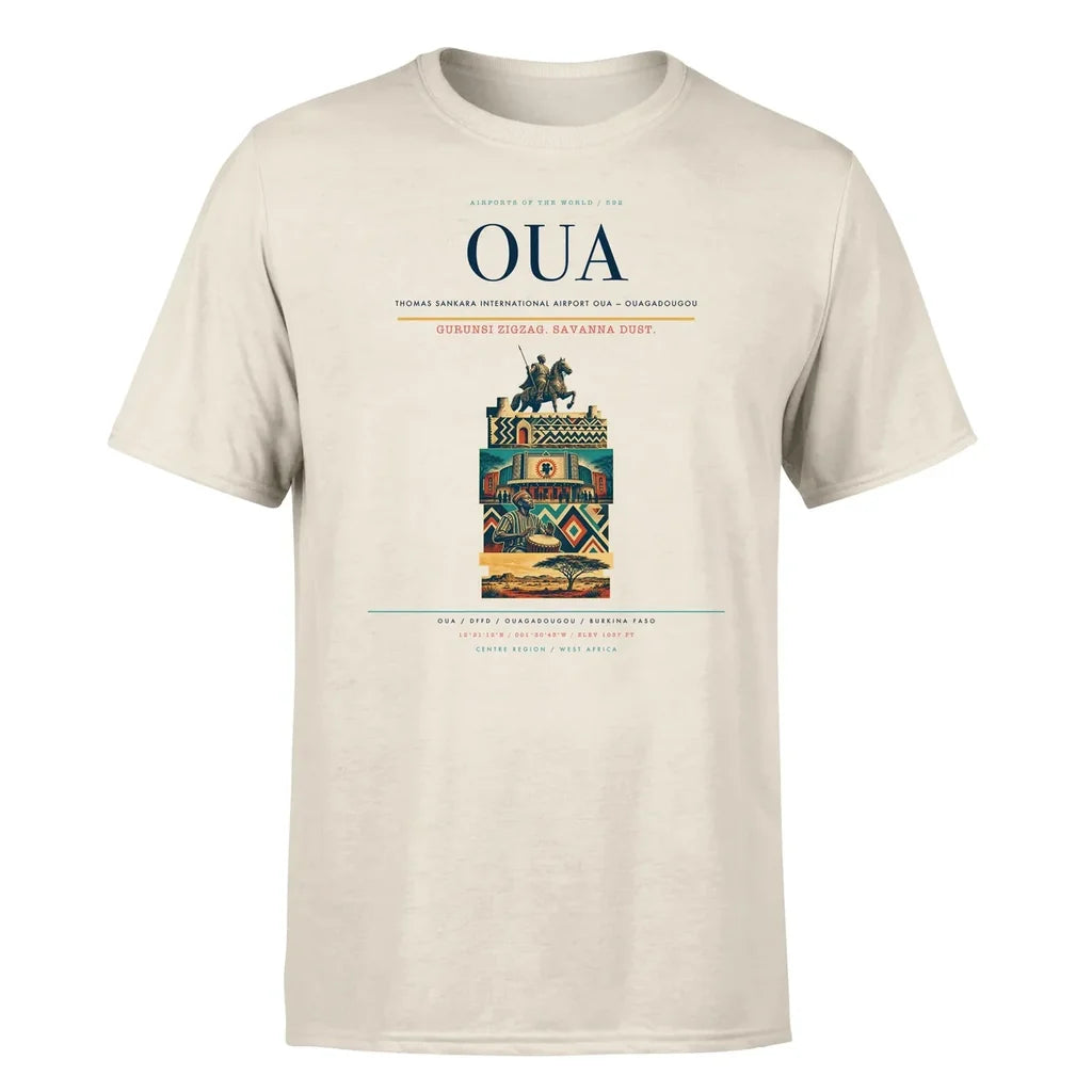 Thomas Sankara International Airport (OUA) T-Shirt single-side front print in Beige | thomas-sankara-international-airport-oua-double-side-t-shirt
