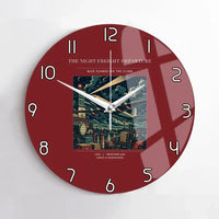 Thumbnail for VINTAGE G4248 - The Night Freight Departure - Designed Wall Clocks design on darkred no-frame