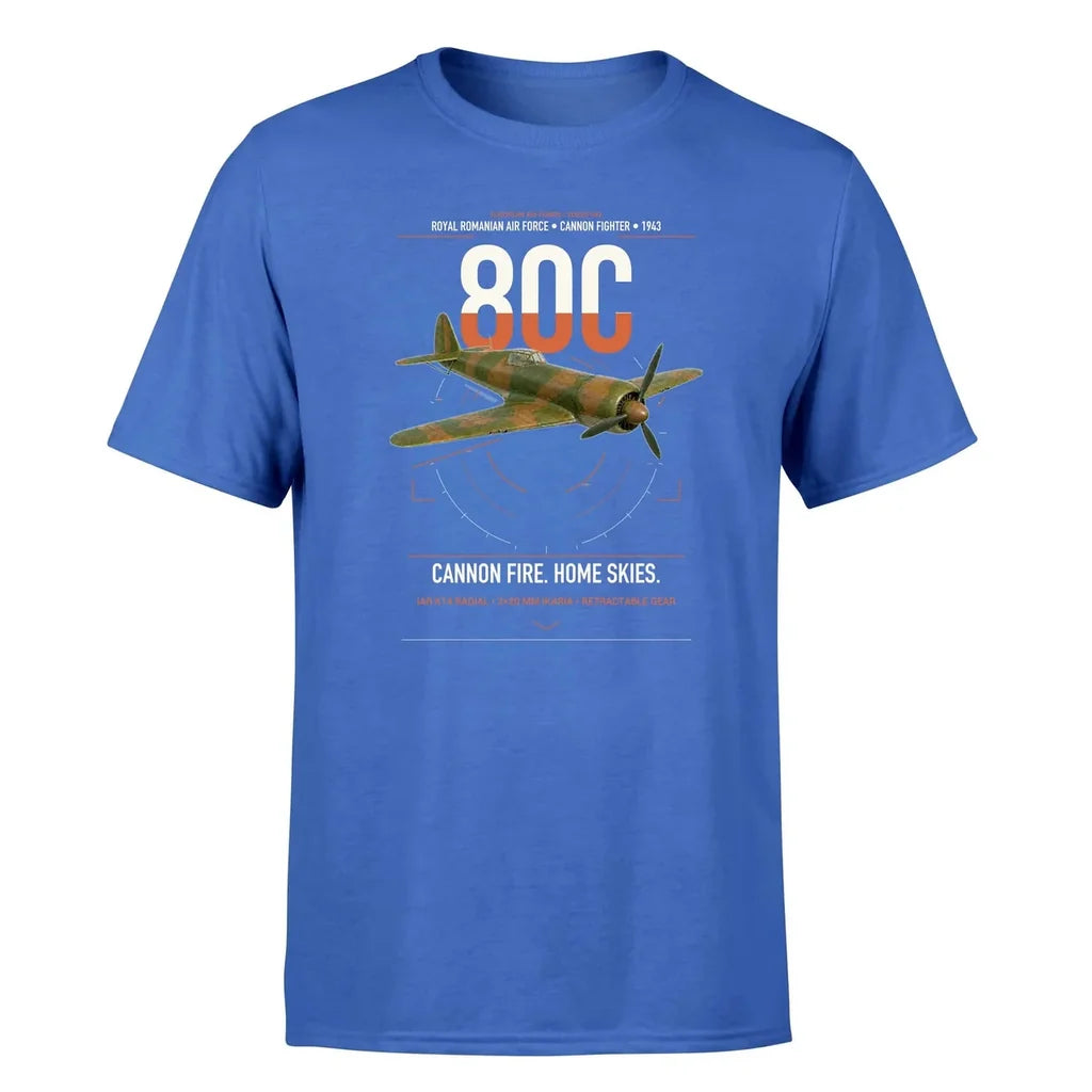 IAR 80C design on blue t-shirt, single-side print