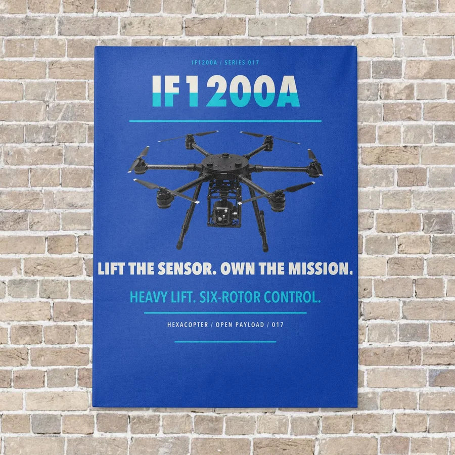 Inspired Flight IF1200A vertical canvas print - no frame - blue background