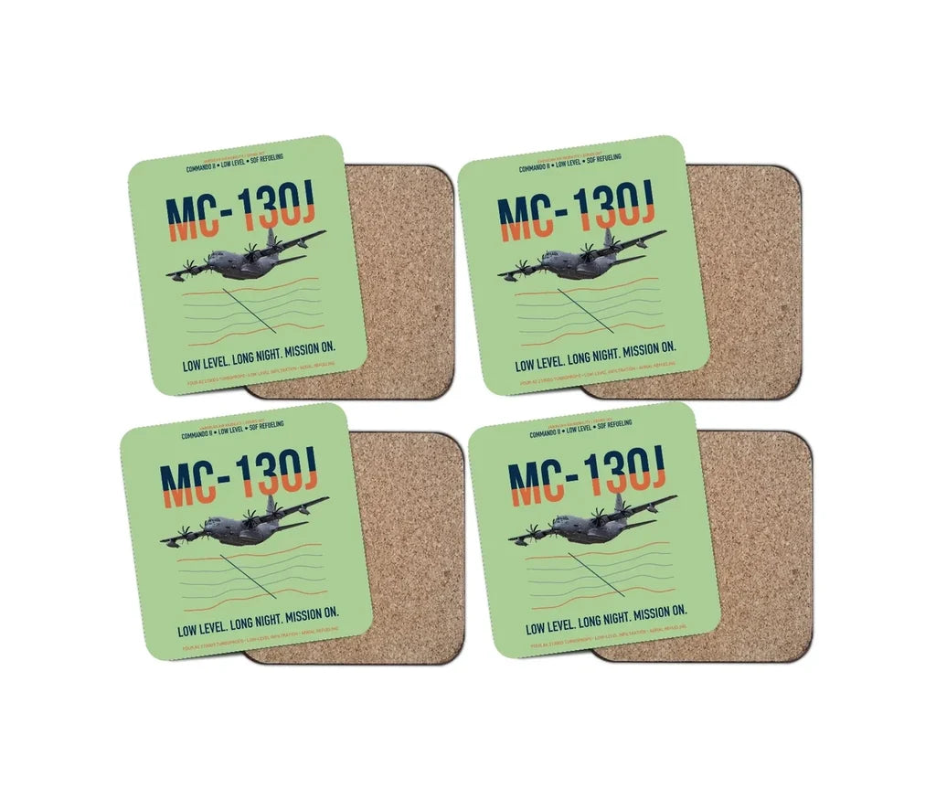 MC-130J COMMANDO II design on light green 4 pieces set coaster