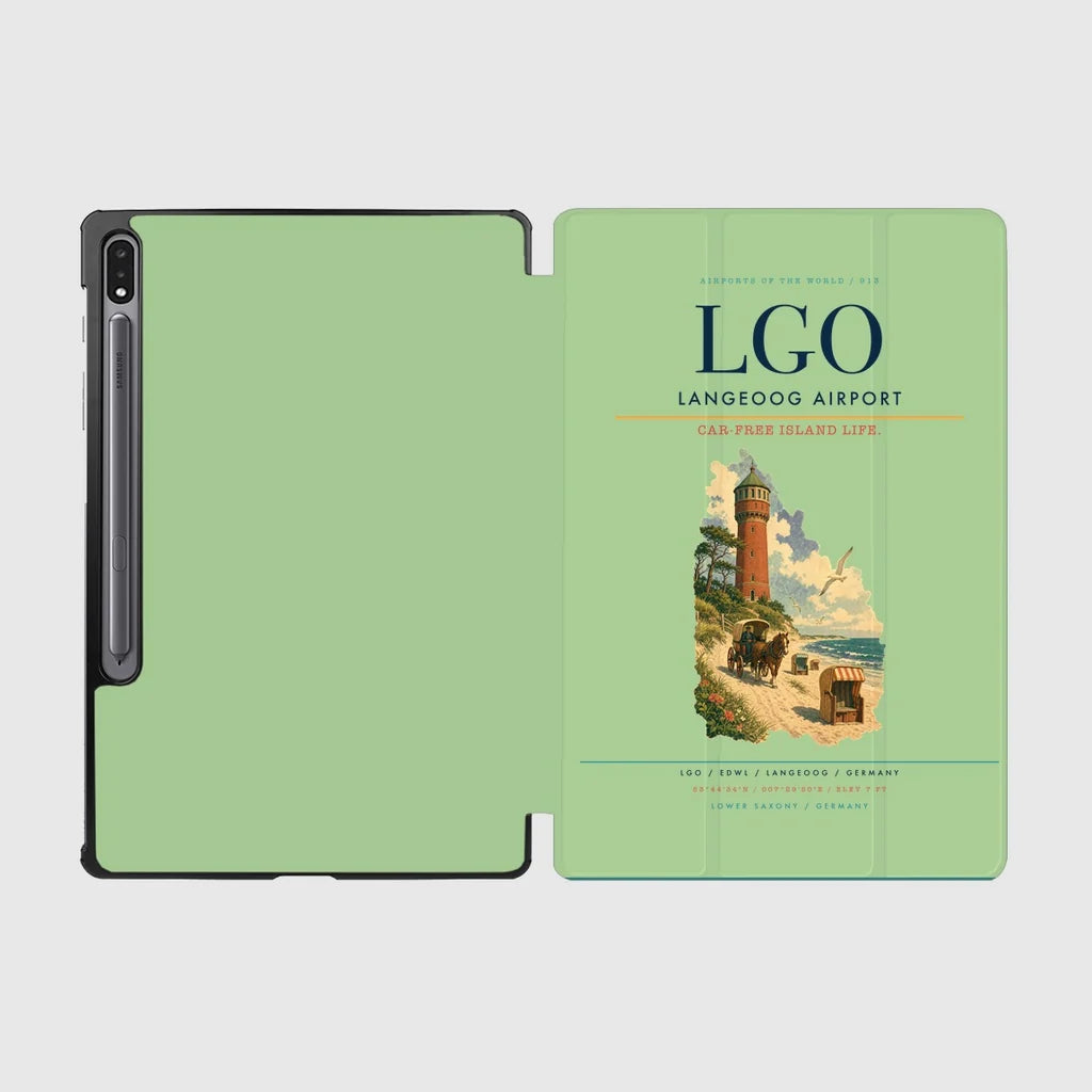 Langeoog Airport (LGO) design on light green samsung tablet tablet case