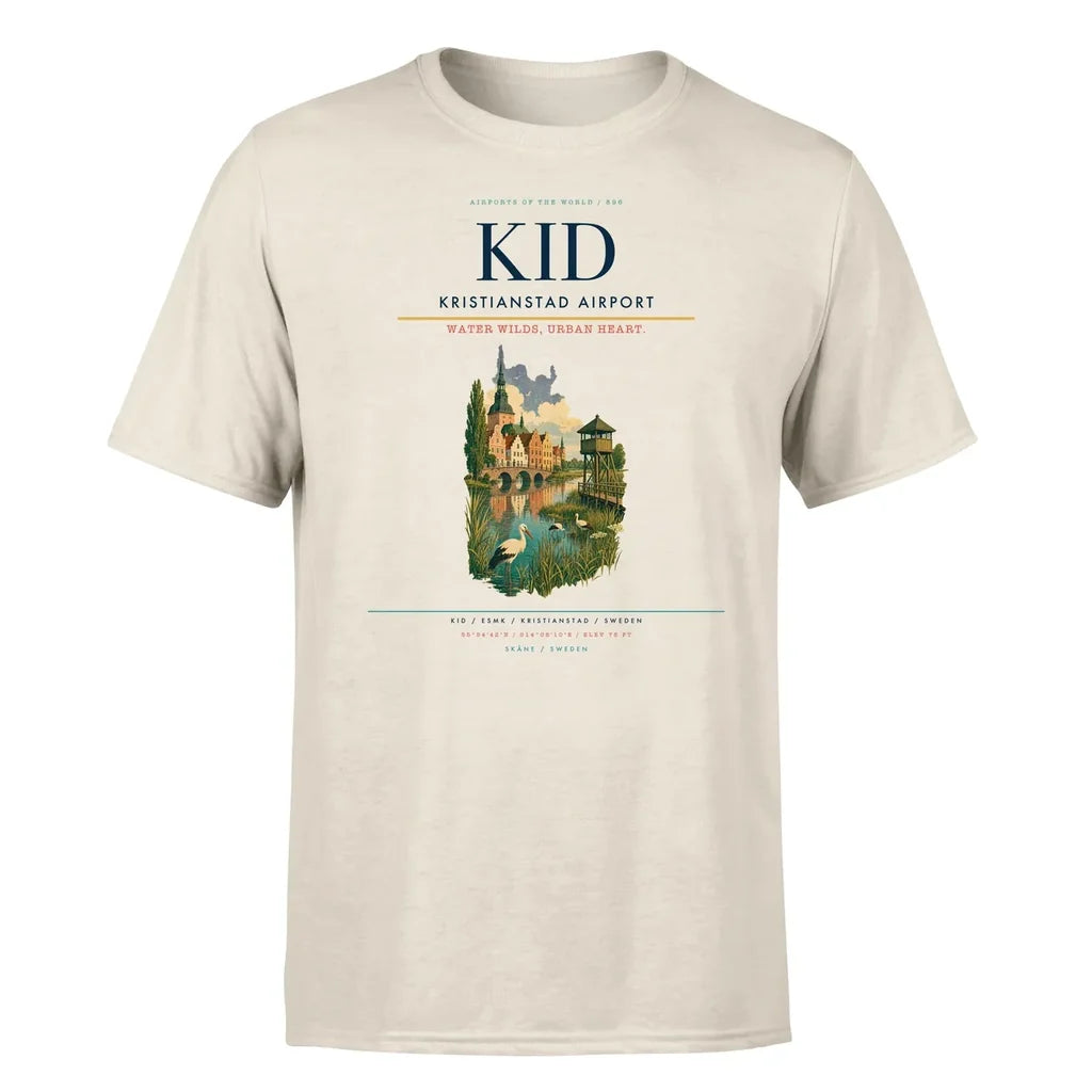 Kristianstad Airport (KID) T-Shirt single-side front print in Beige | kristianstad-airport-kid-double-side-t-shirt
