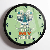Thumbnail for The Aisle Is My Marathon design on light green framed wall clock