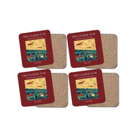 Thumbnail for The Glider Tow - Designed Coasters design on dark red 4-pieces-set