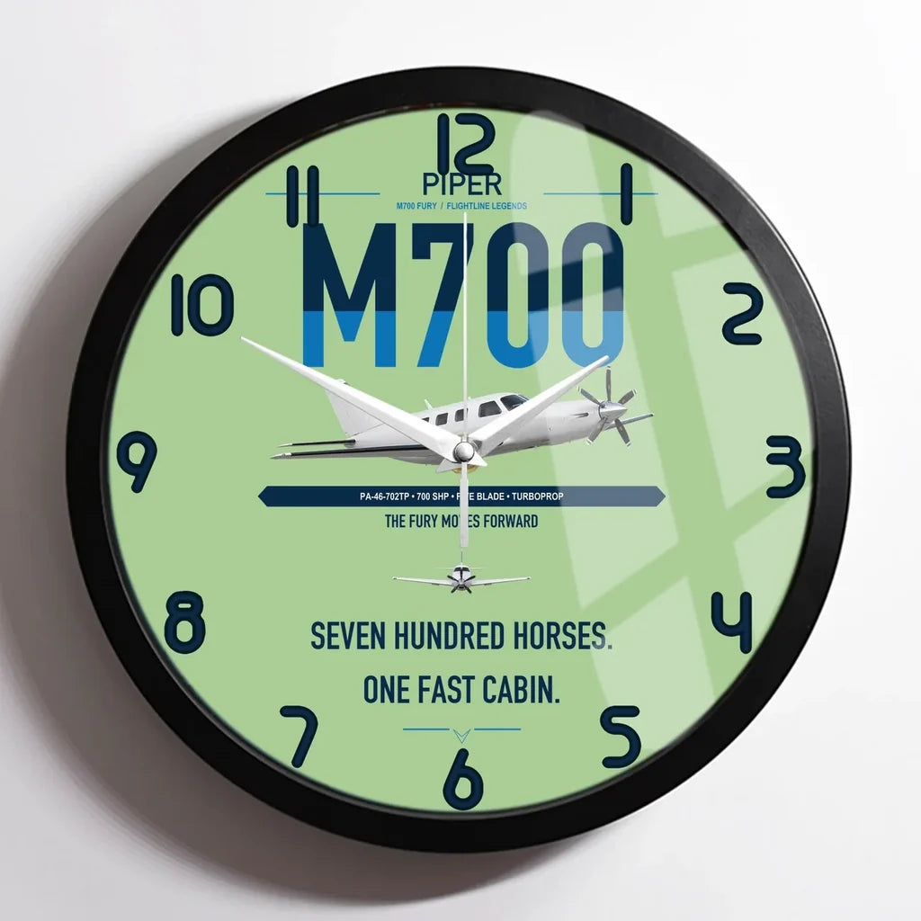 Piper M700 Fury design on light green framed wall clock