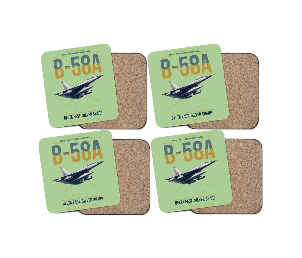 B-58A Hustler design on light green 4 pieces set coaster
