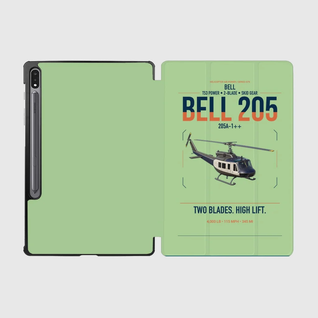 Bell 205A-1++ design on light green samsung tablet tablet case