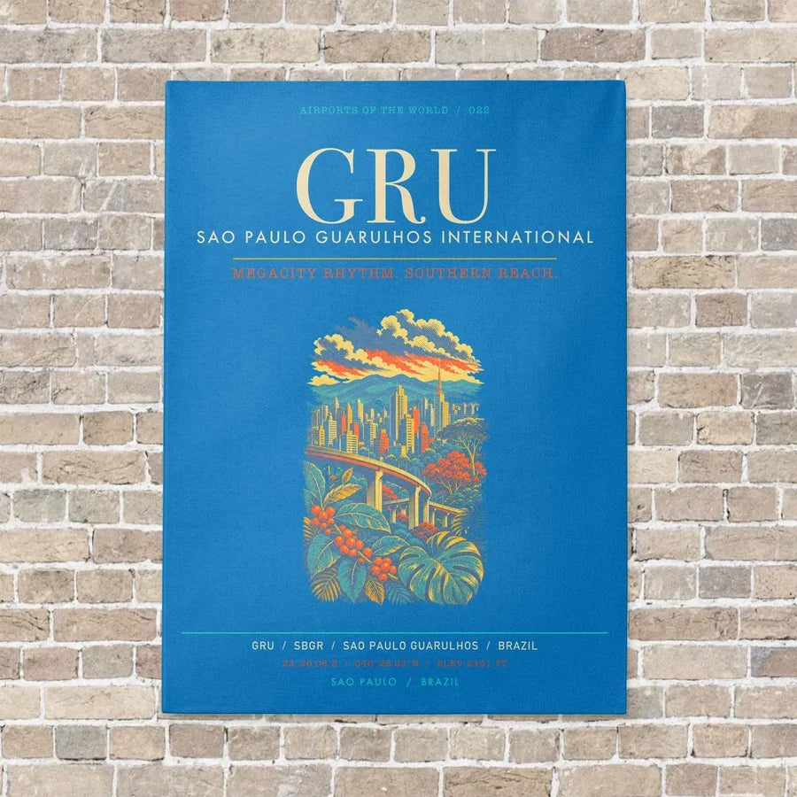 Sao Paulo Guarulhos International Airport GRU - Canvas Framed - Turquoise