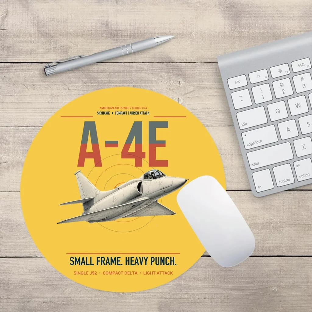 A-4E Skyhawk design on yellow round mouse pad