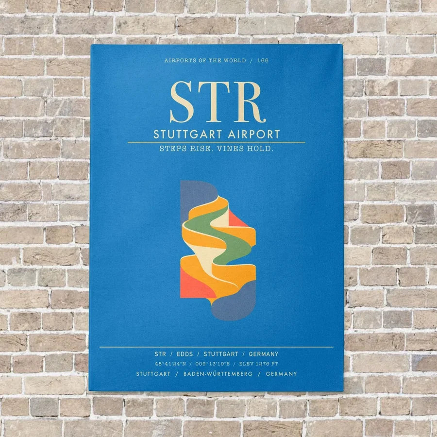 Stuttgart Airport STR - Canvas Framed - Turquoise
