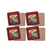 Thumbnail for The River Ice Breakup Watch - Designed Coasters design on dark red 4-pieces-set