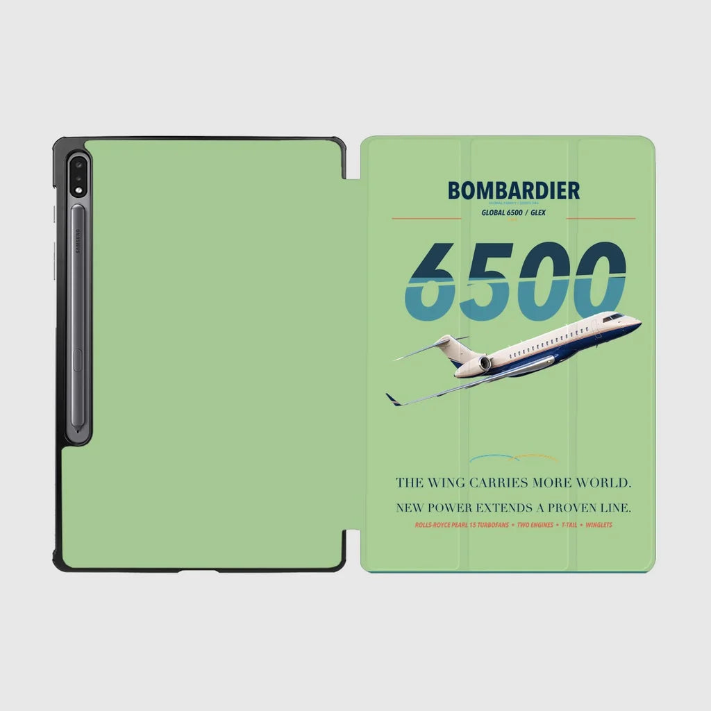 Bombardier Global 6500 design on light green samsung tablet tablet case