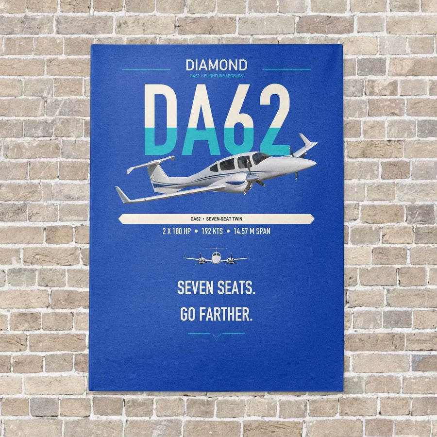 Diamond DA62 vertical canvas print - no frame - blue background