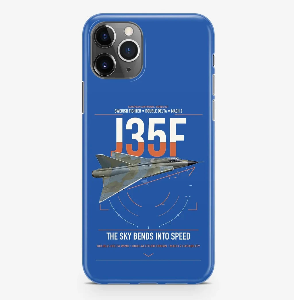 Saab J 35F Draken design on blue magsafe iphone case, for iPhone Pro Max