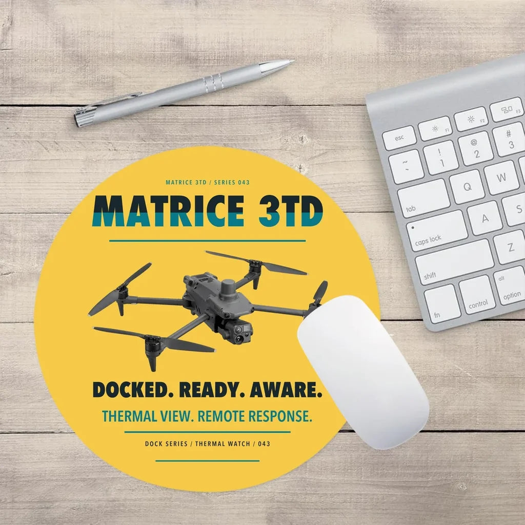 DJI Matrice 3TD design on yellow round mouse pad