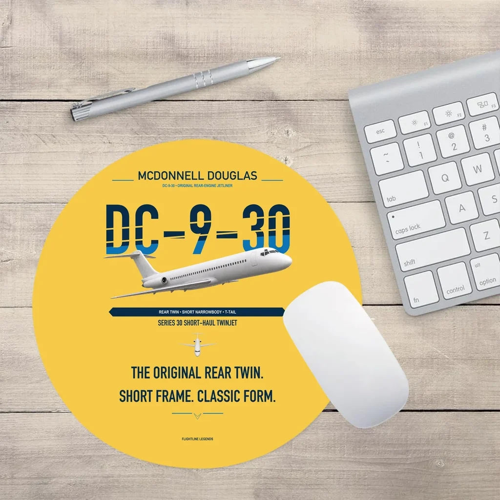 McDonnell Douglas DC-9-30 design on yellow round mouse pad