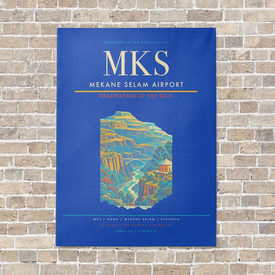 Mekane Selam Airport MKS - Canvas No Frame - Blue