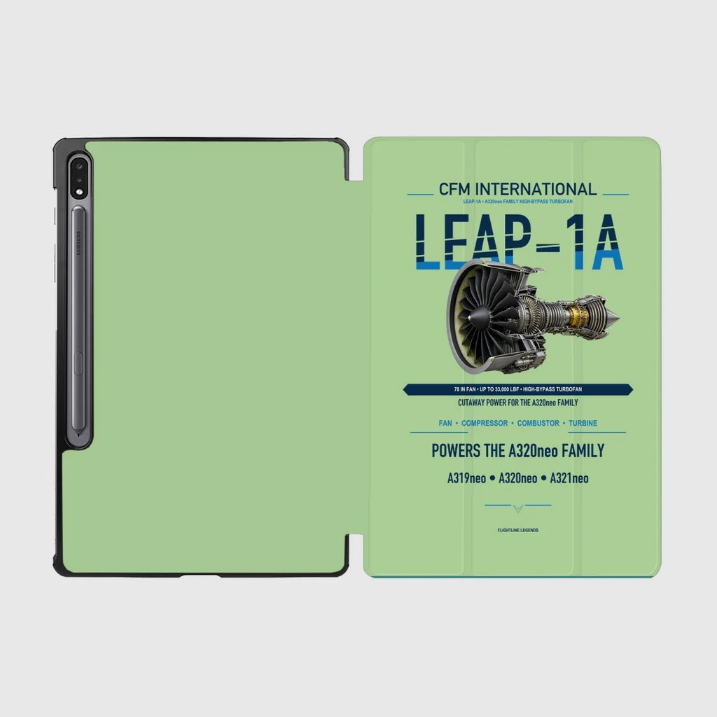 CFM LEAP-1A design on light green samsung tablet tablet case