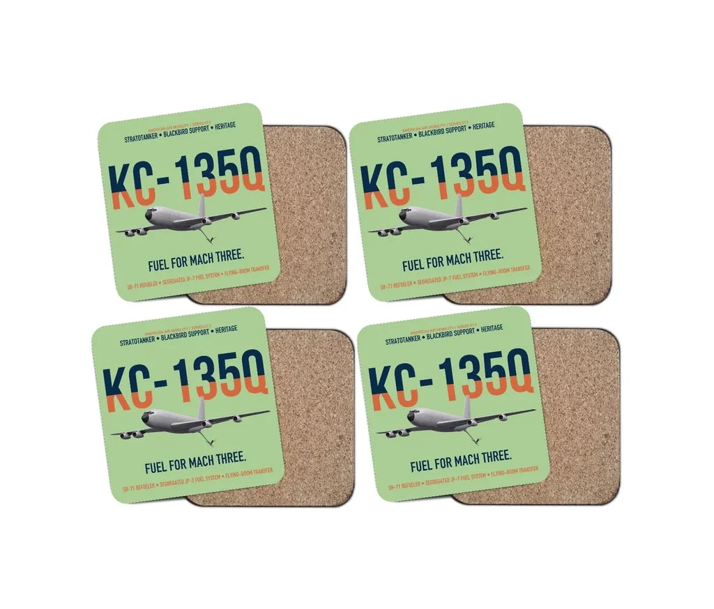 KC-135Q Blackbird Tanker design on light green 4 pieces set coaster