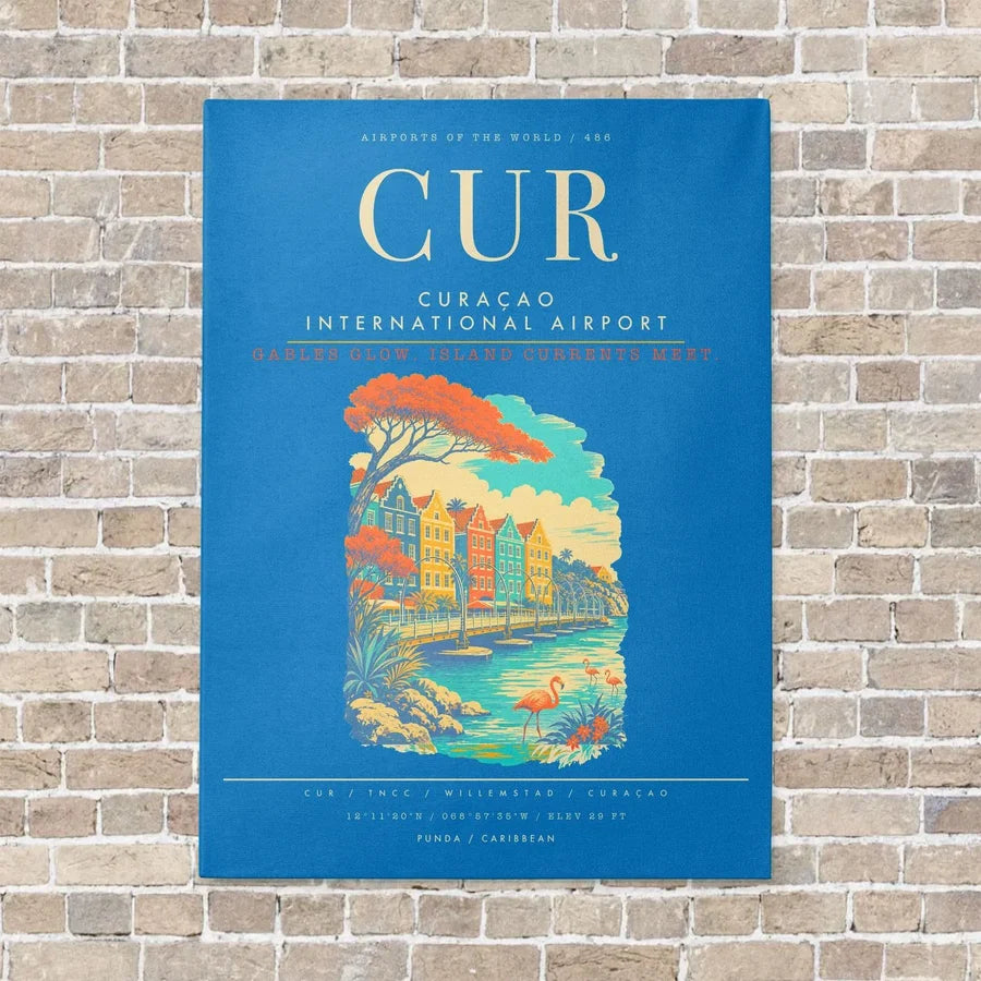 Curacao International Airport CUR - Canvas Framed - Turquoise