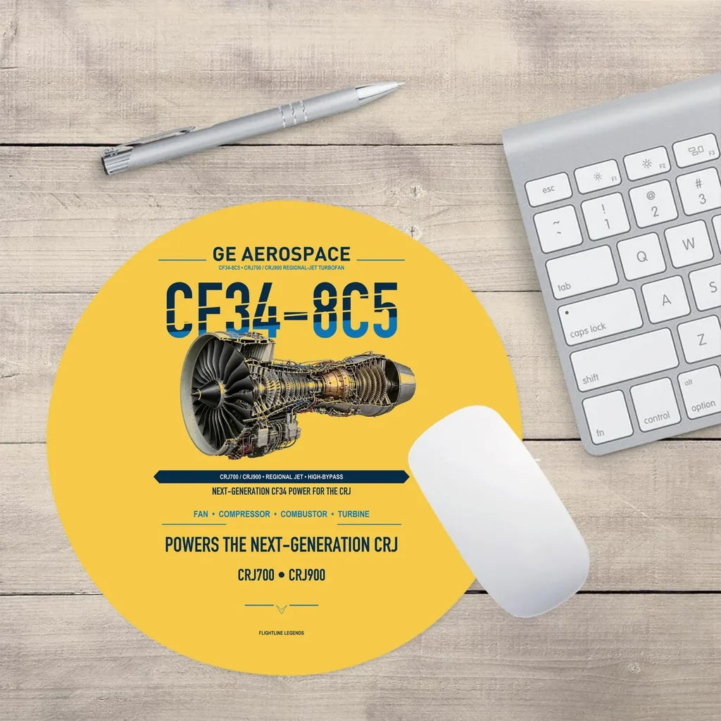 CF34-8C5 design on yellow round mouse pad