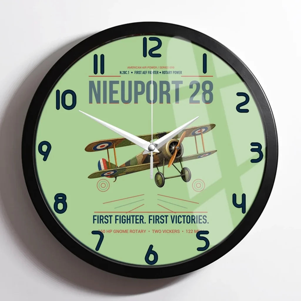 Nieuport 28C.1 design on light green framed wall clock