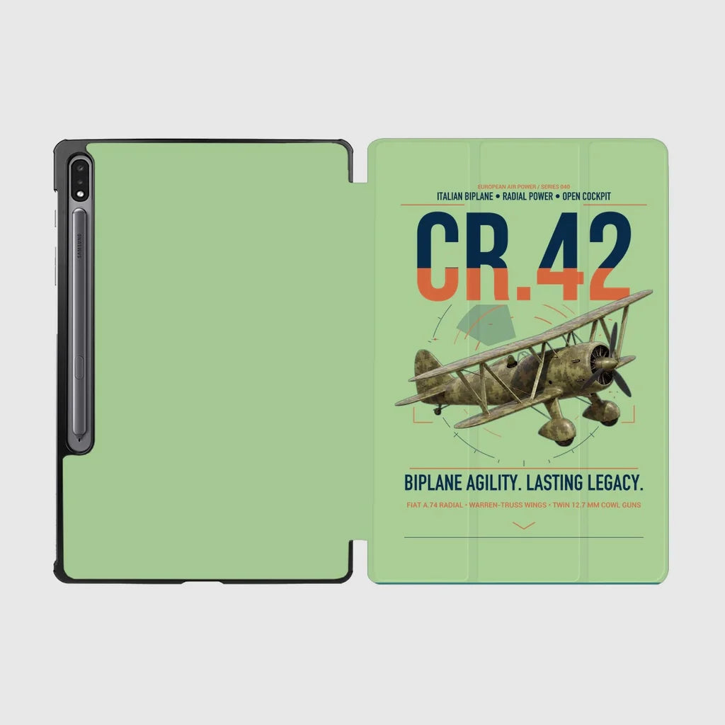 Fiat CR.42 Falco design on light green samsung tablet tablet case
